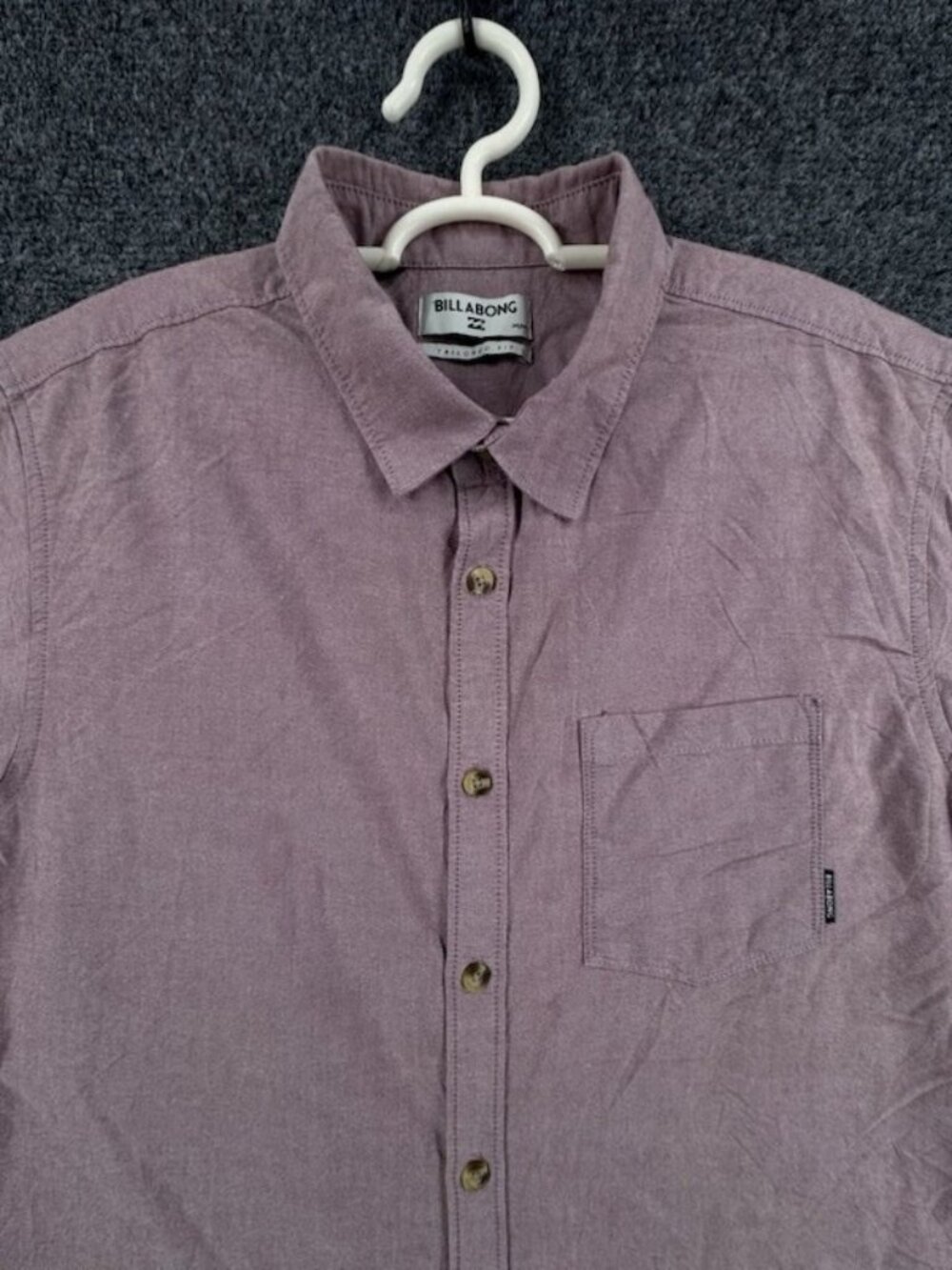 Billabong Cotton Polyester Short Sleeve Point Medium Pink Mens Shirt Solid Adult